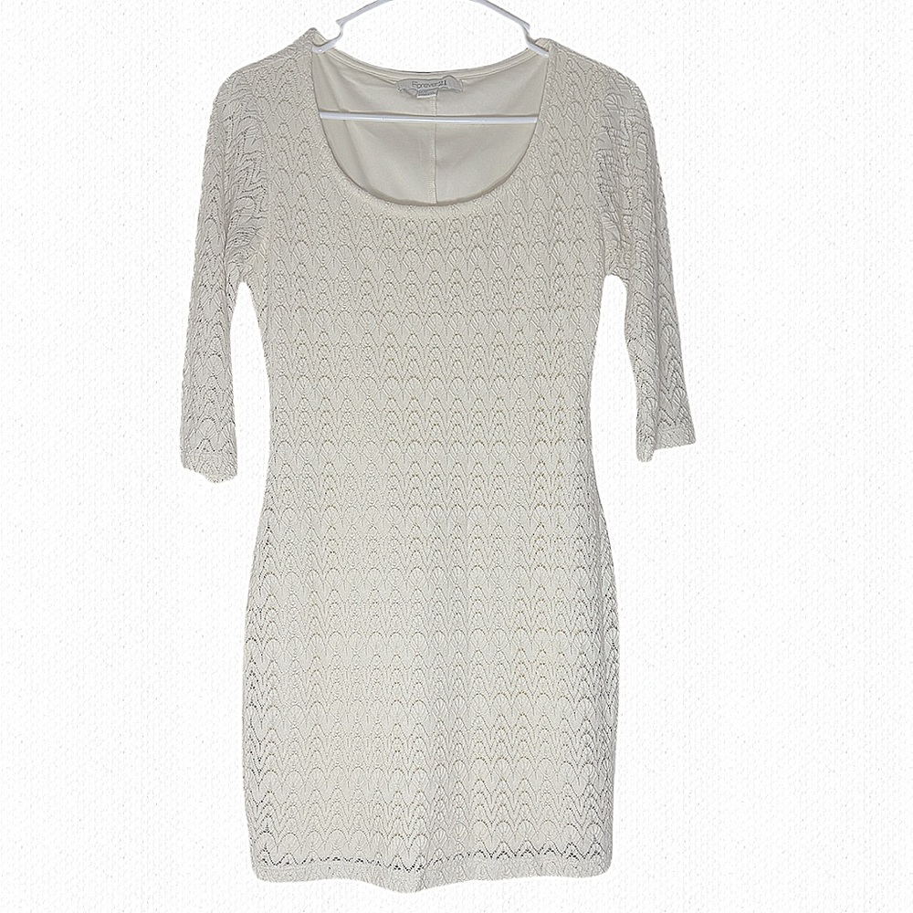 Forever 21 Elegant Cream Crochet Lace Dress Sz‎ Med